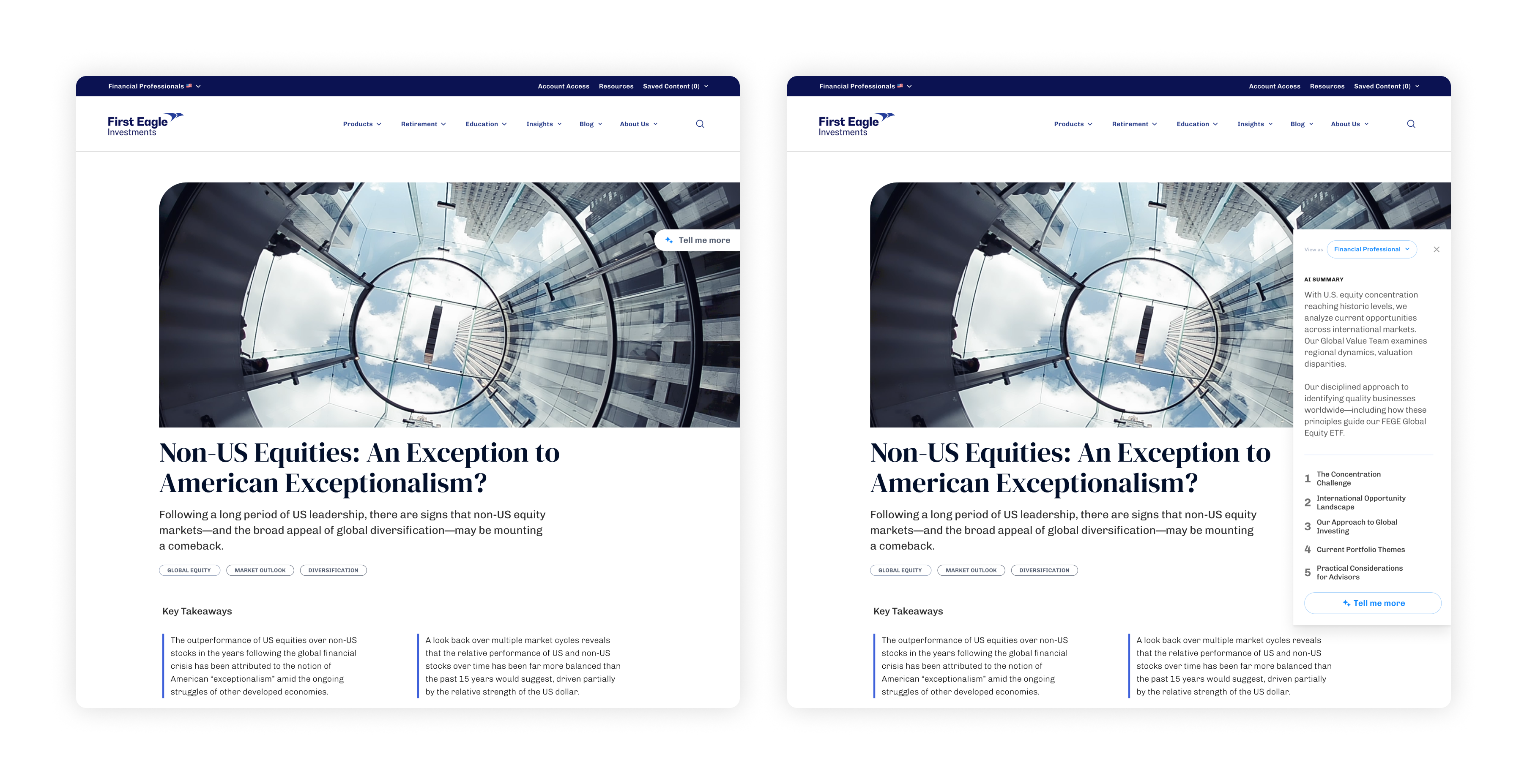 Article page with AI summary and content personalization